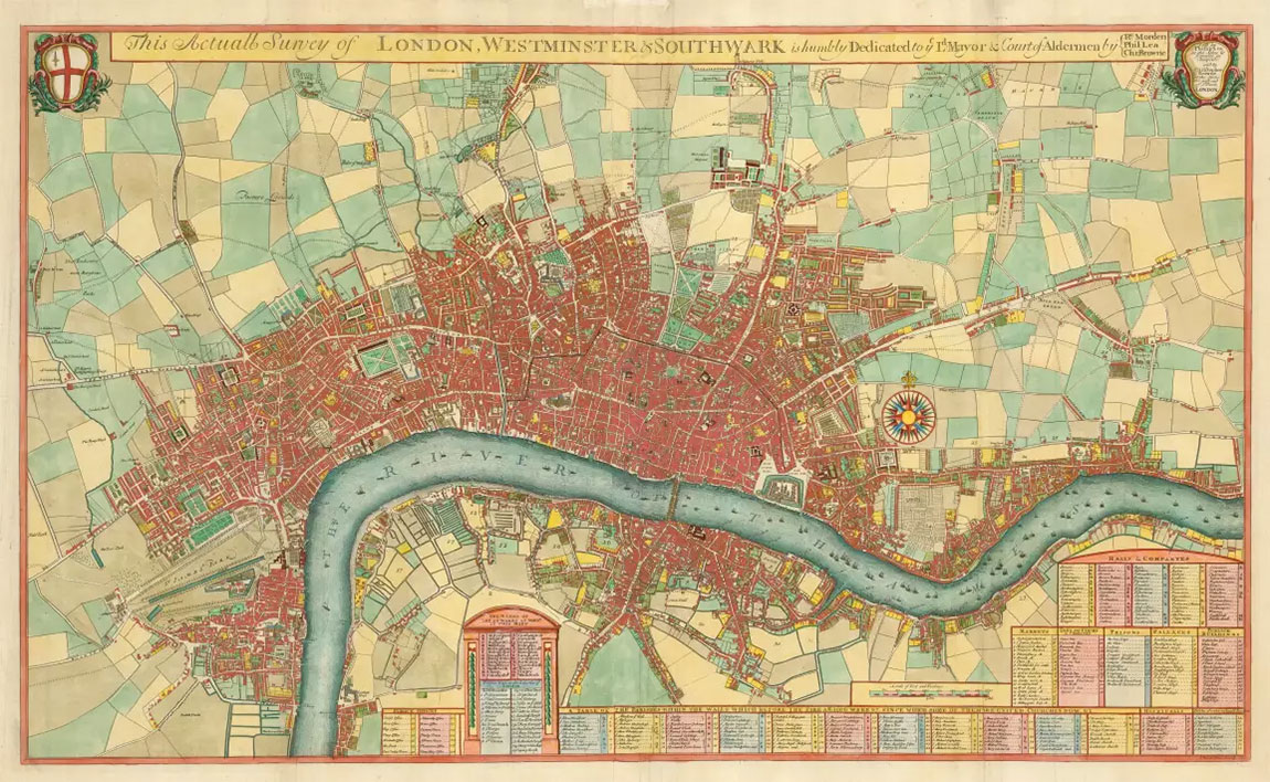 A MAP OF LONDON DATED TO 1700 IS THE PERFECT ACCOMPANIMENT TO A LIBRARY OF ENGLISH LITERATURE. PRICE: $6,000