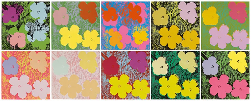 Andy Warhol, “Flowers (Feldman & Schellmann II.64-73),” signed, 1970. Courtesy of Sotheby’s