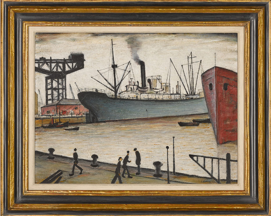 LAURENCE STEPHEN LOWRY, R.A., QUEENS DOCK, GLASGOW (1947). ESTIMATE: £400,000-600,000