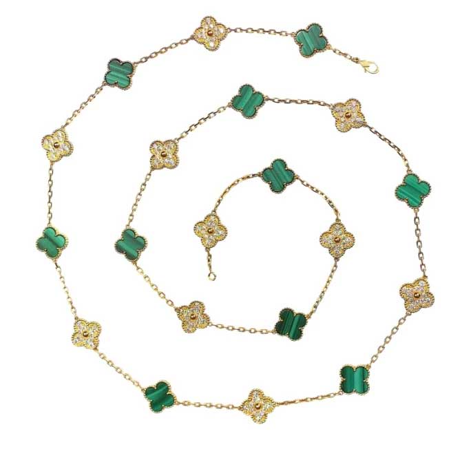 VAN CLEEF & APRELS ALHAMBRA VINTAGE 20 MOTIFS MALACHITE AND DIAMOND