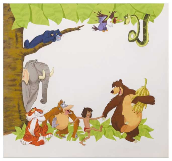 WALT DISNEY STUDIOS, AL WHITE, THE JUNGLE BOOK MOVIE ANIMATION ARTWORK. AVAILABLE FOR IMMEDIATE PURCHASE: 15,000 USD